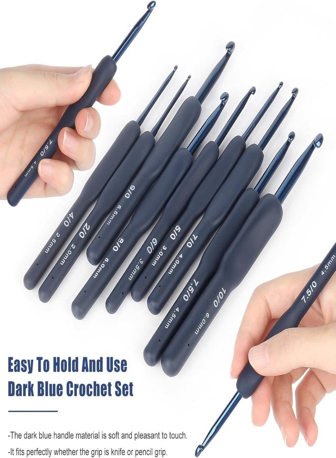 Modiq 9 Pcs Ergonomic Crochet Hook Set, Dark Blue Aluminium Crochet Hooks Set, Crochet Kit with Soft Grip Handles, Sizes from 2.0Mm to 6.5Mm, Suitable for Different Skill Levels - Image 5